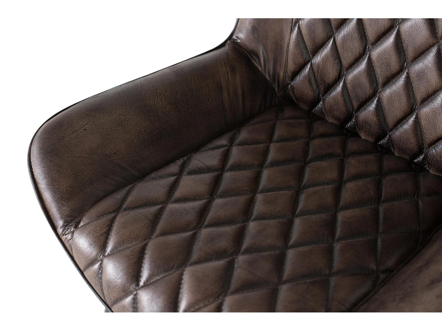 Sedia imbottita in pelle grigio cenere