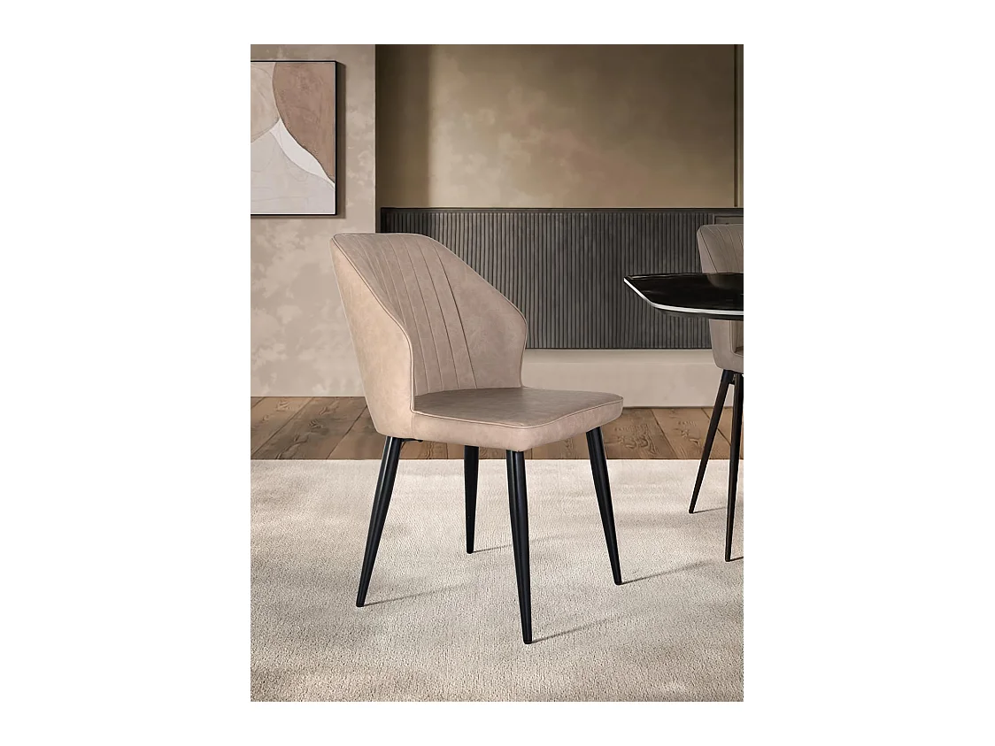 Lot de 2 chaises tapissées en gris et pieds en acier