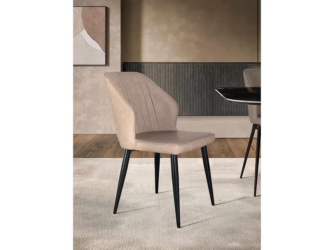 Lot de 2 chaises tapissées en gris et pieds en acier