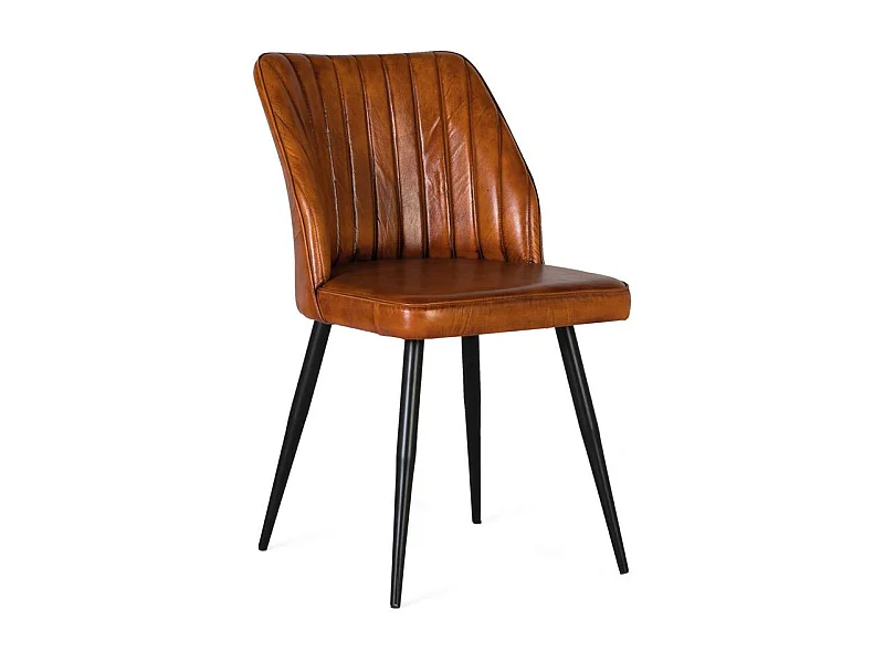 Chaise recouverte de cuir marron naturel