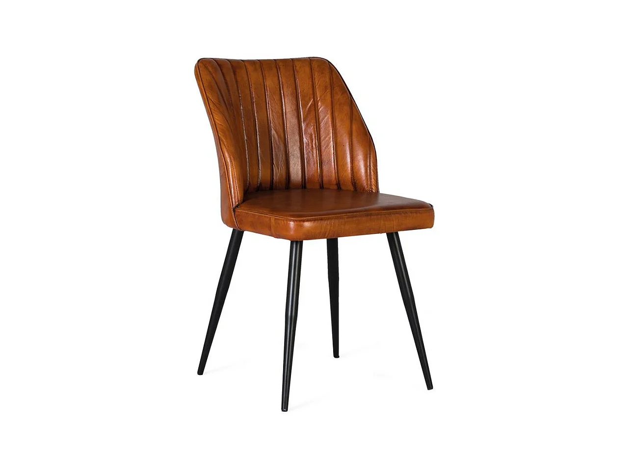 Chaise recouverte de cuir marron naturel