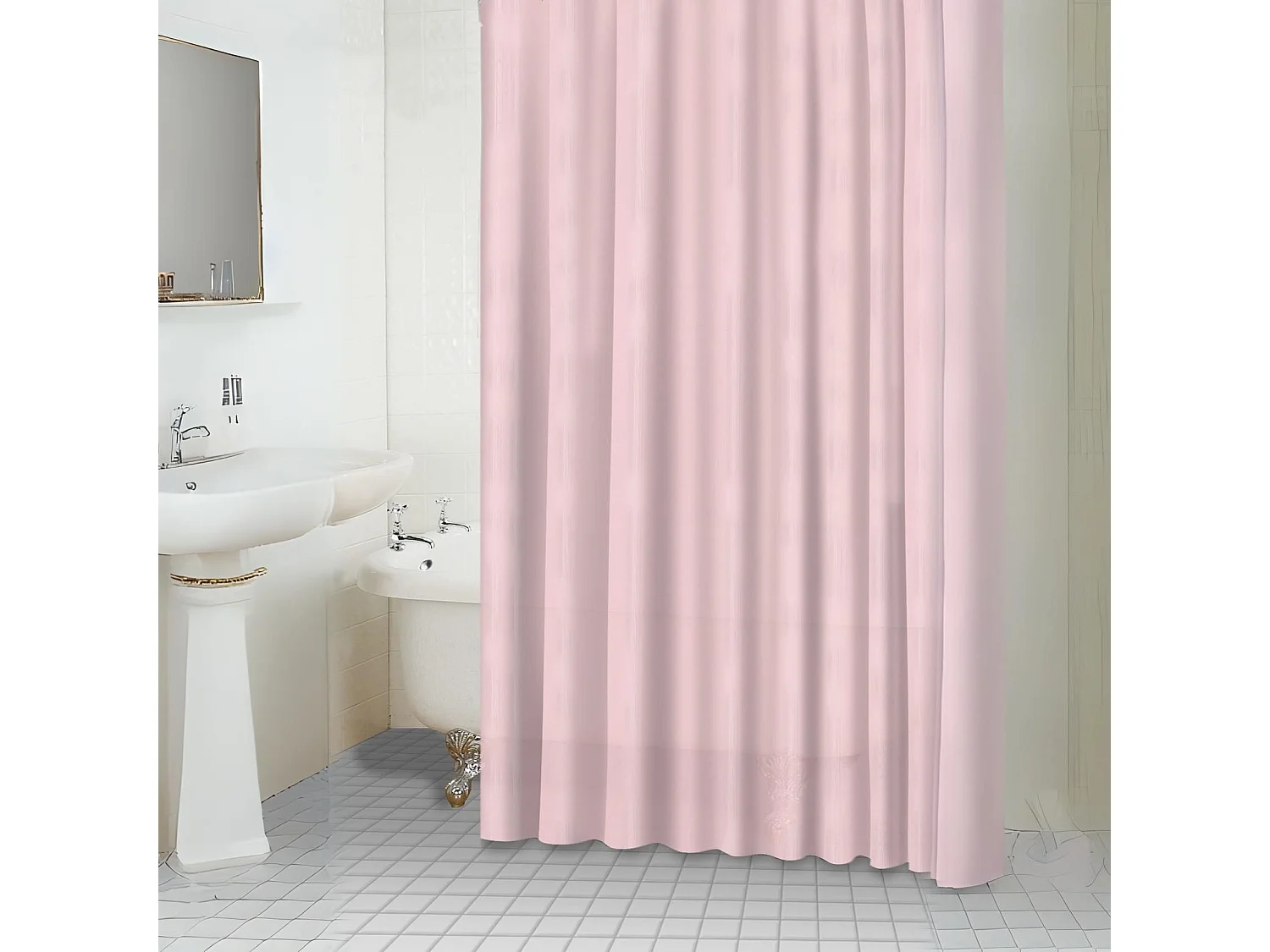 Rideau de douche uni aspect tissu