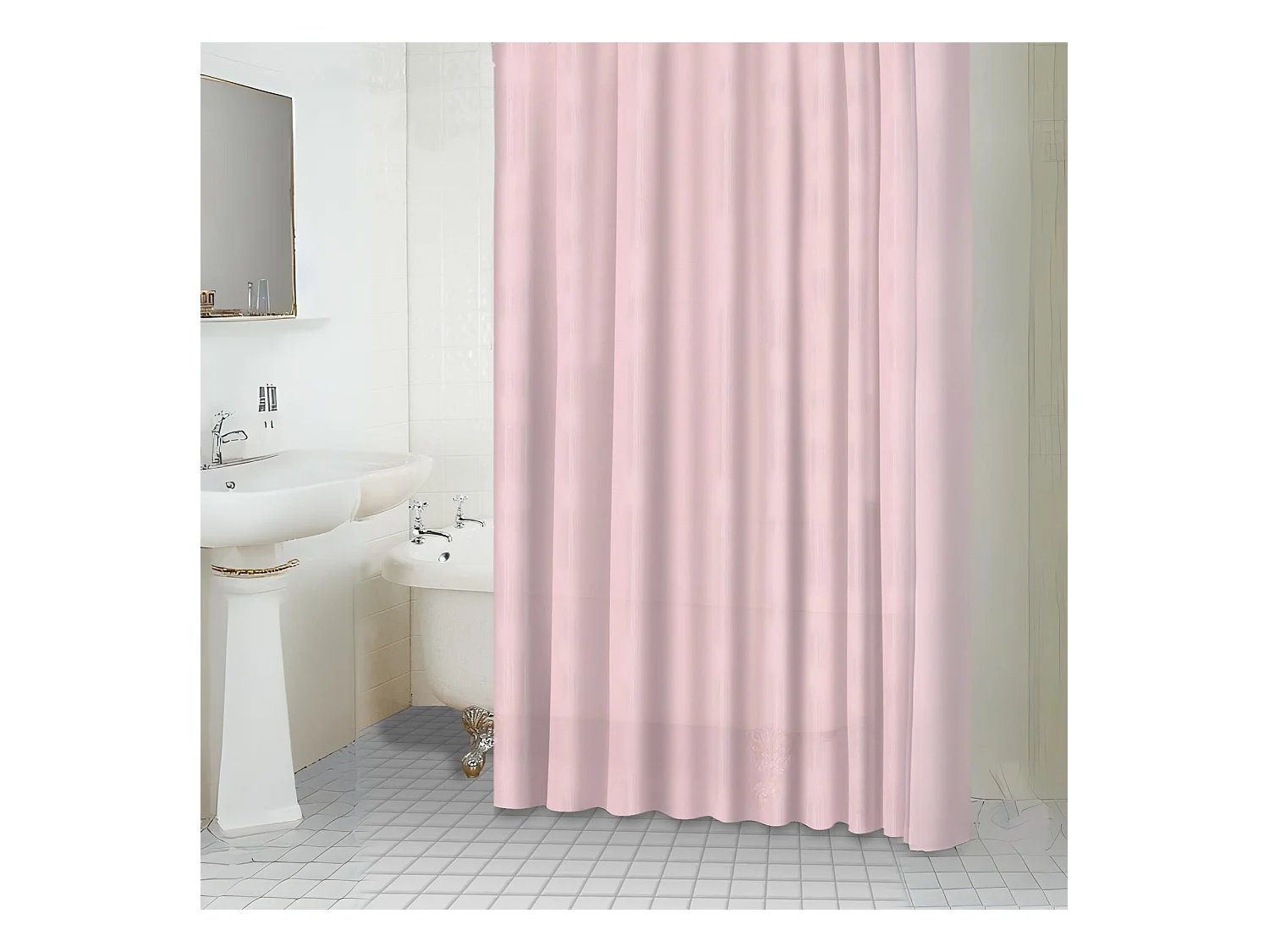Rideau de douche uni aspect tissu