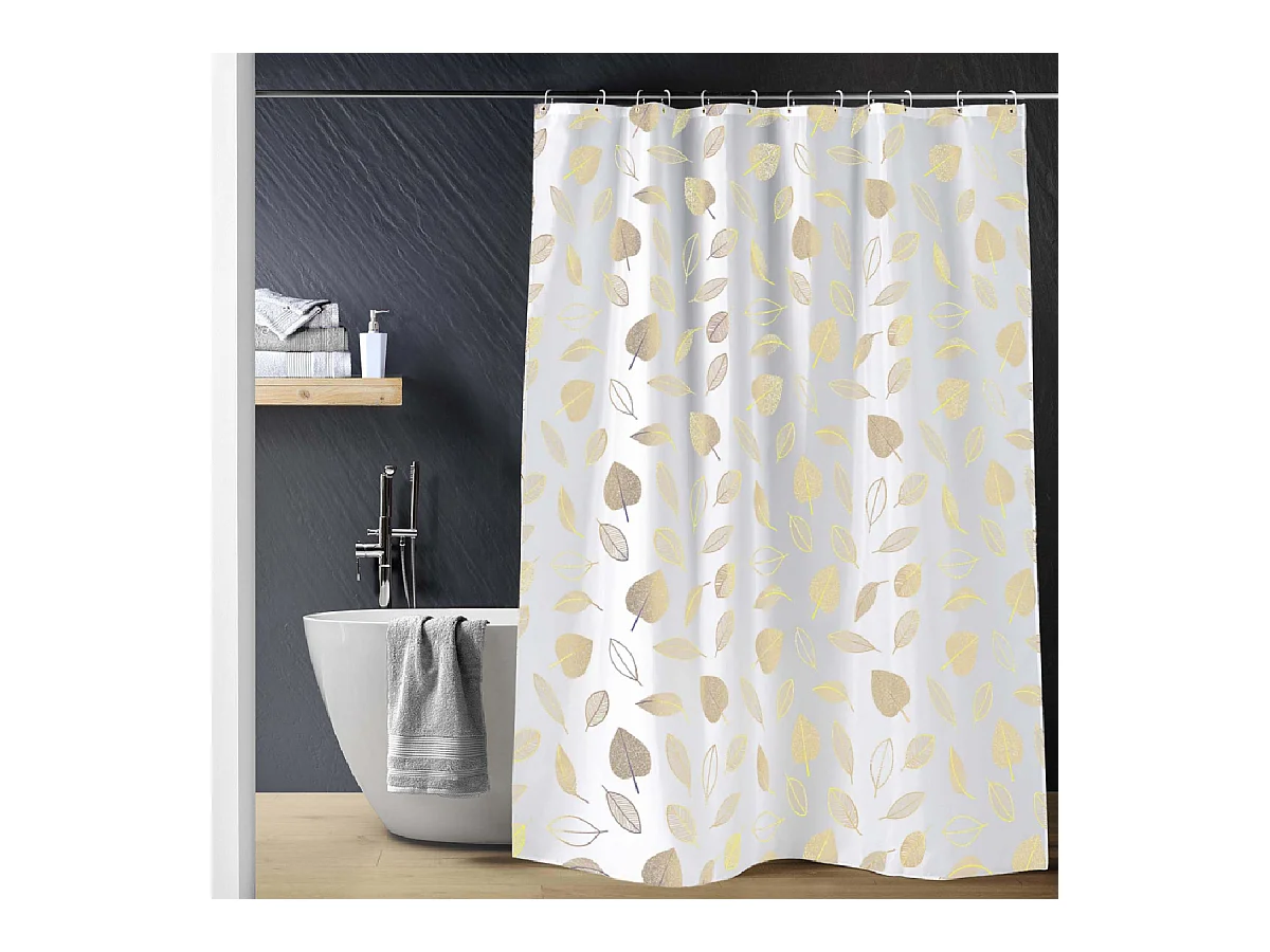 Cortina de ducha con ganchos Joya Golden Leaves