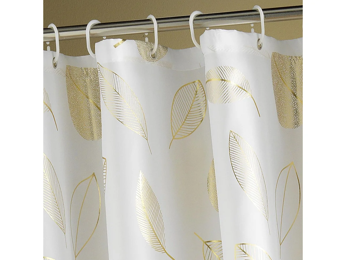 Cortina de ducha con ganchos Joya Golden Leaves 180 x 200 cm