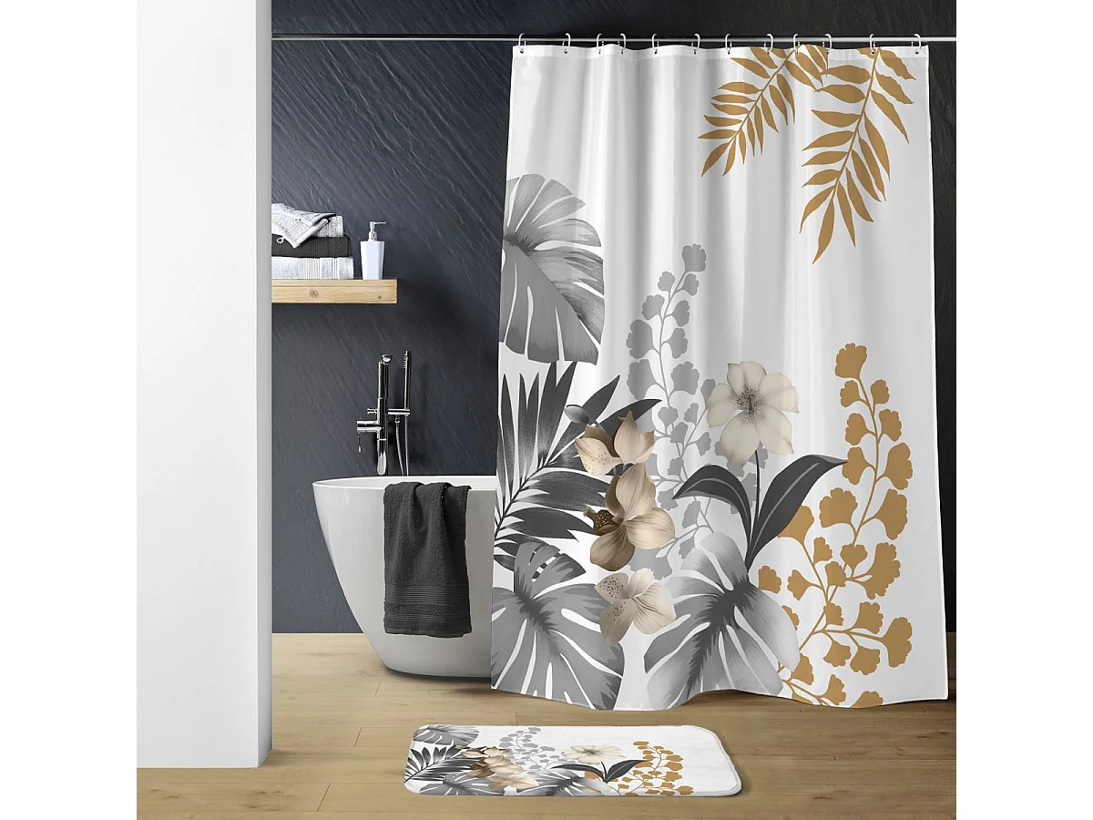 Duschvorhang mit Haken Kelly Weiß 180 x 200 cm