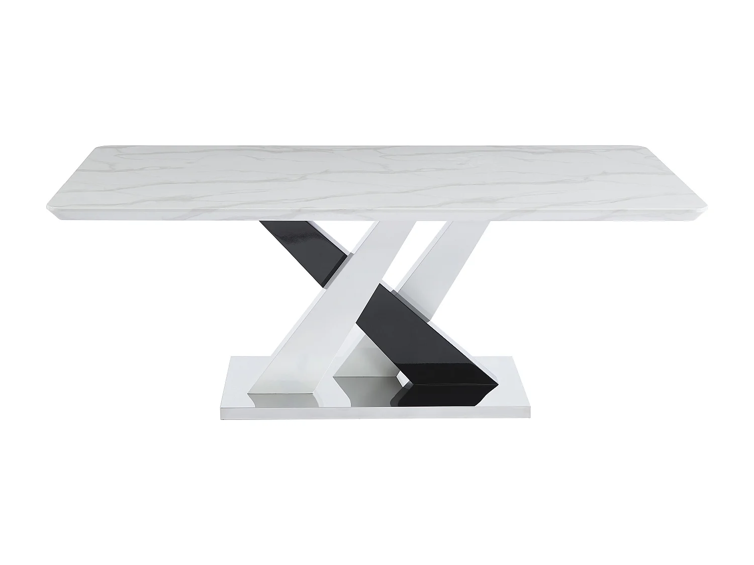 Ensemble table EVAELA + 4 chaises OLLUA - Blanc et noir