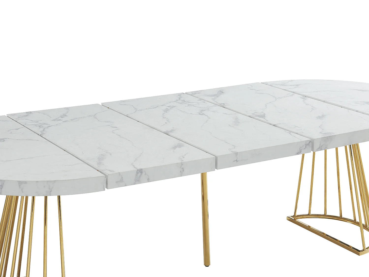 Ensemble table FIRELA + 4 chaises KADIJA - Effet marbre blanc et beige
