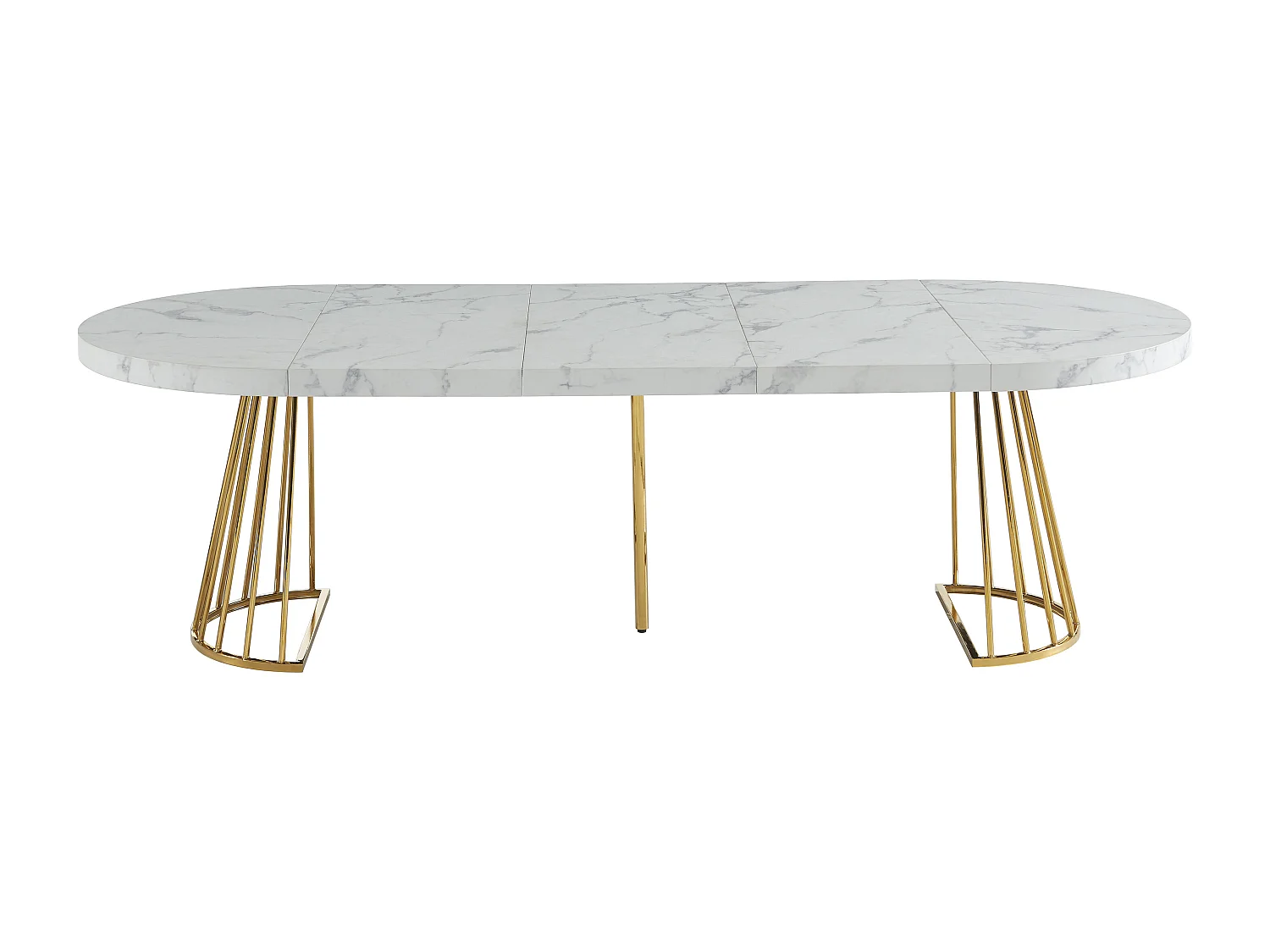 Ensemble table FIRELA + 4 chaises KADIJA - Effet marbre blanc et beige