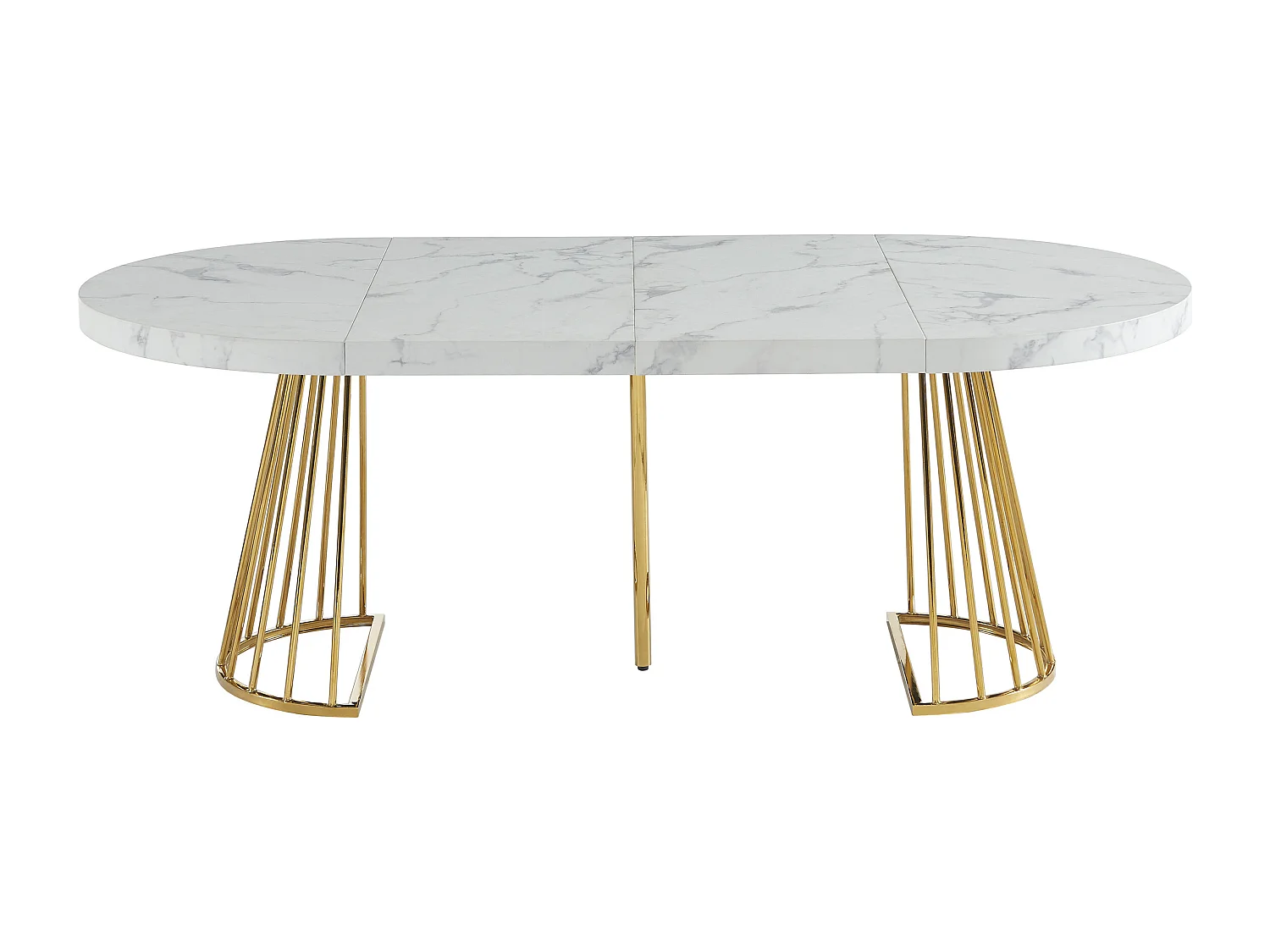 Ensemble table FIRELA + 4 chaises KADIJA - Effet marbre blanc et beige
