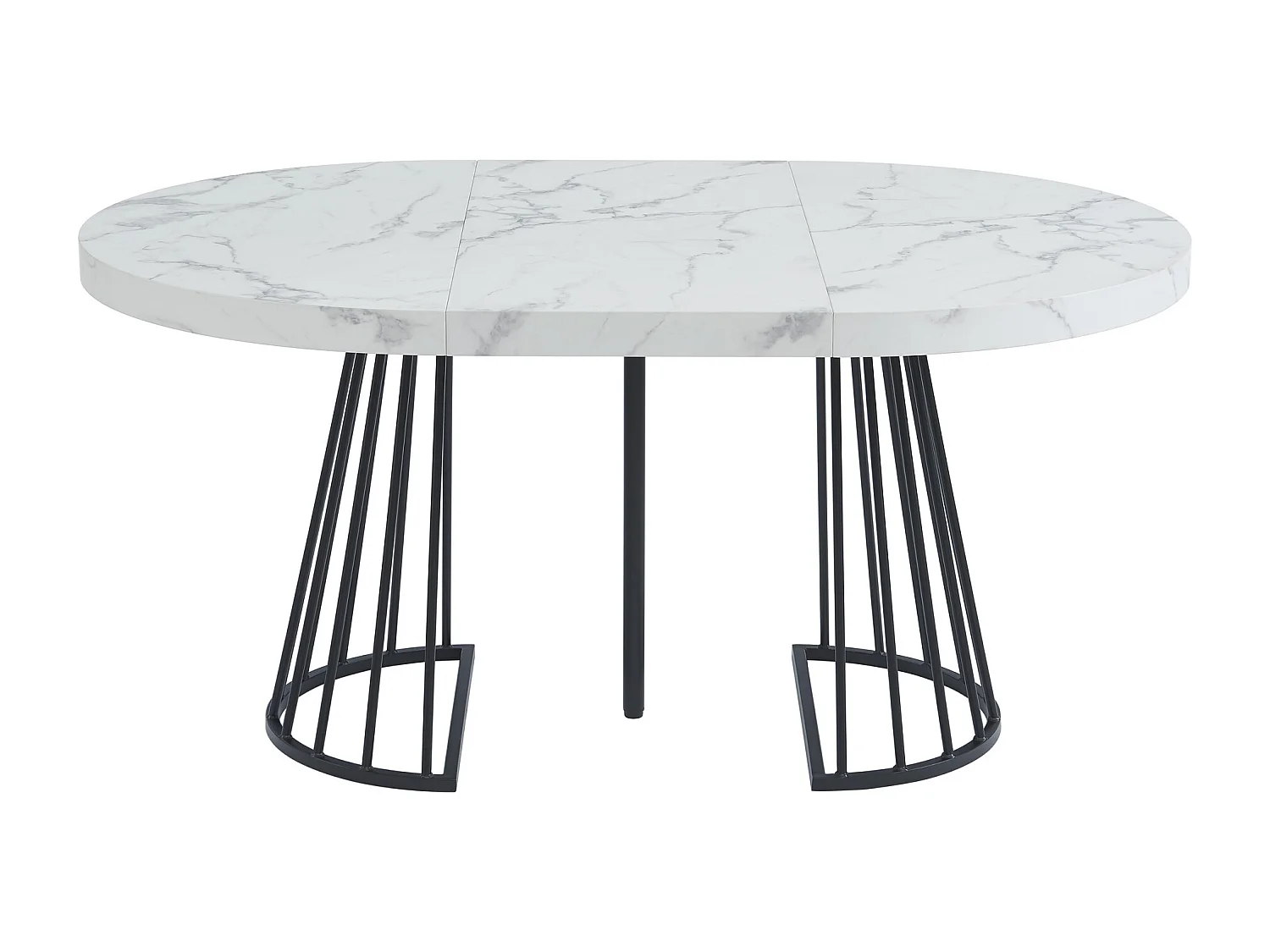 Ensemble table FIRELA + 4 chaises GULSUN - Effet marbre blanc et beige