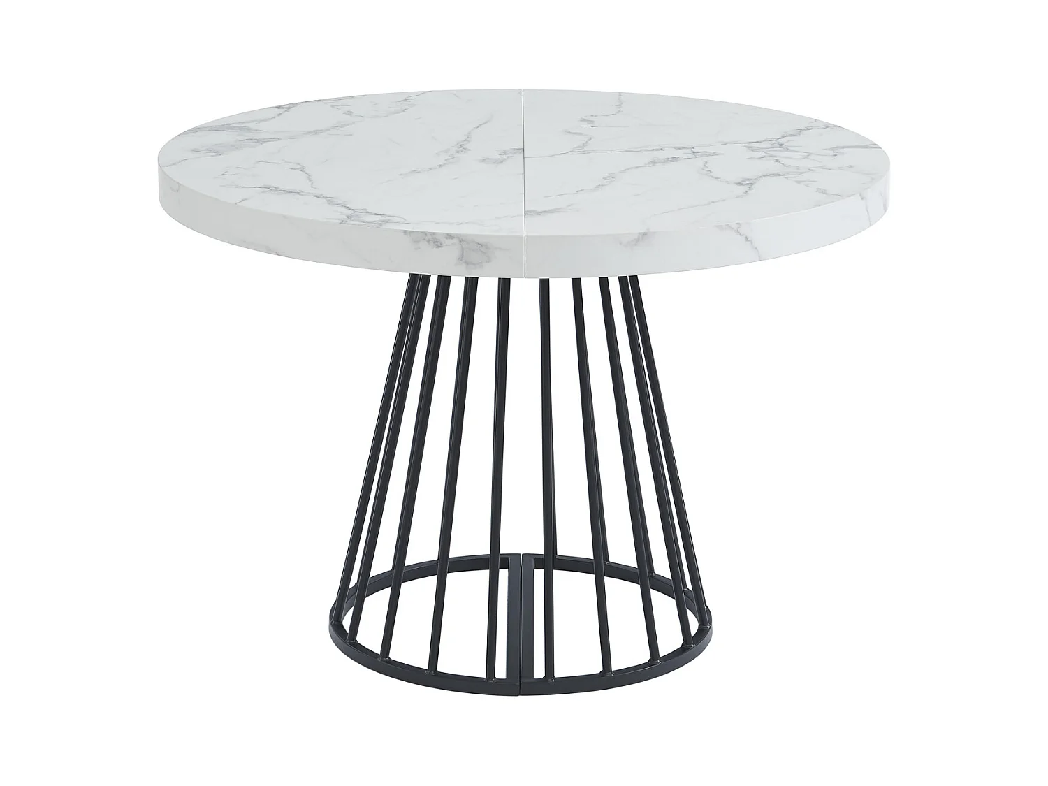 Conjunto de mesa FIRELA + 4 sillas GULSUN - Efecto mármol blanco y beige