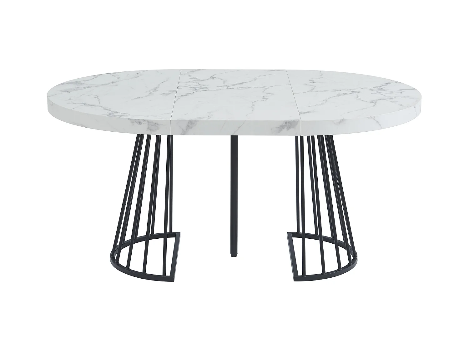 Conjunto de mesa FIRELA + 4 sillas GULSUN - Efecto mármol blanco y beige