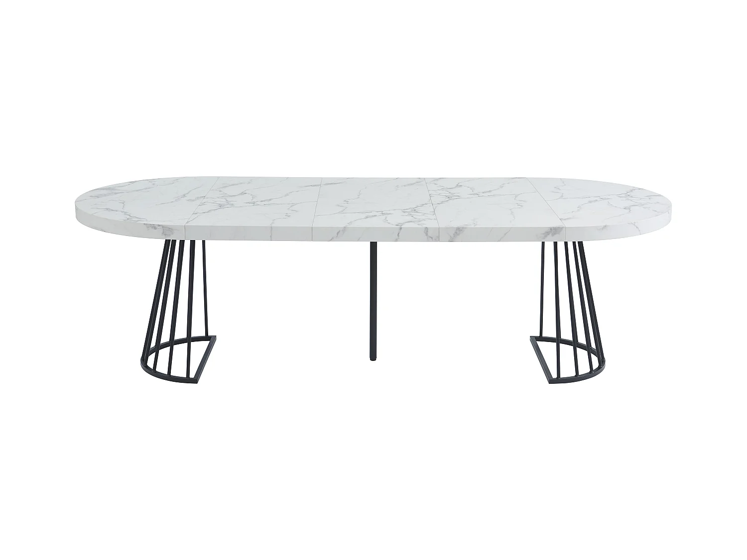 Conjunto de mesa FIRELA + 4 sillas GULSUN - Efecto mármol blanco y beige