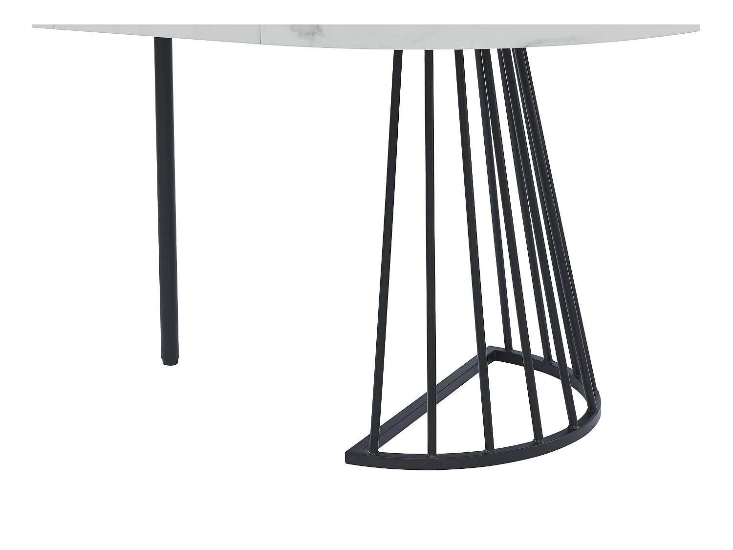 Conjunto de mesa FIRELA + 4 sillas GULSUN - Efecto mármol blanco y beige