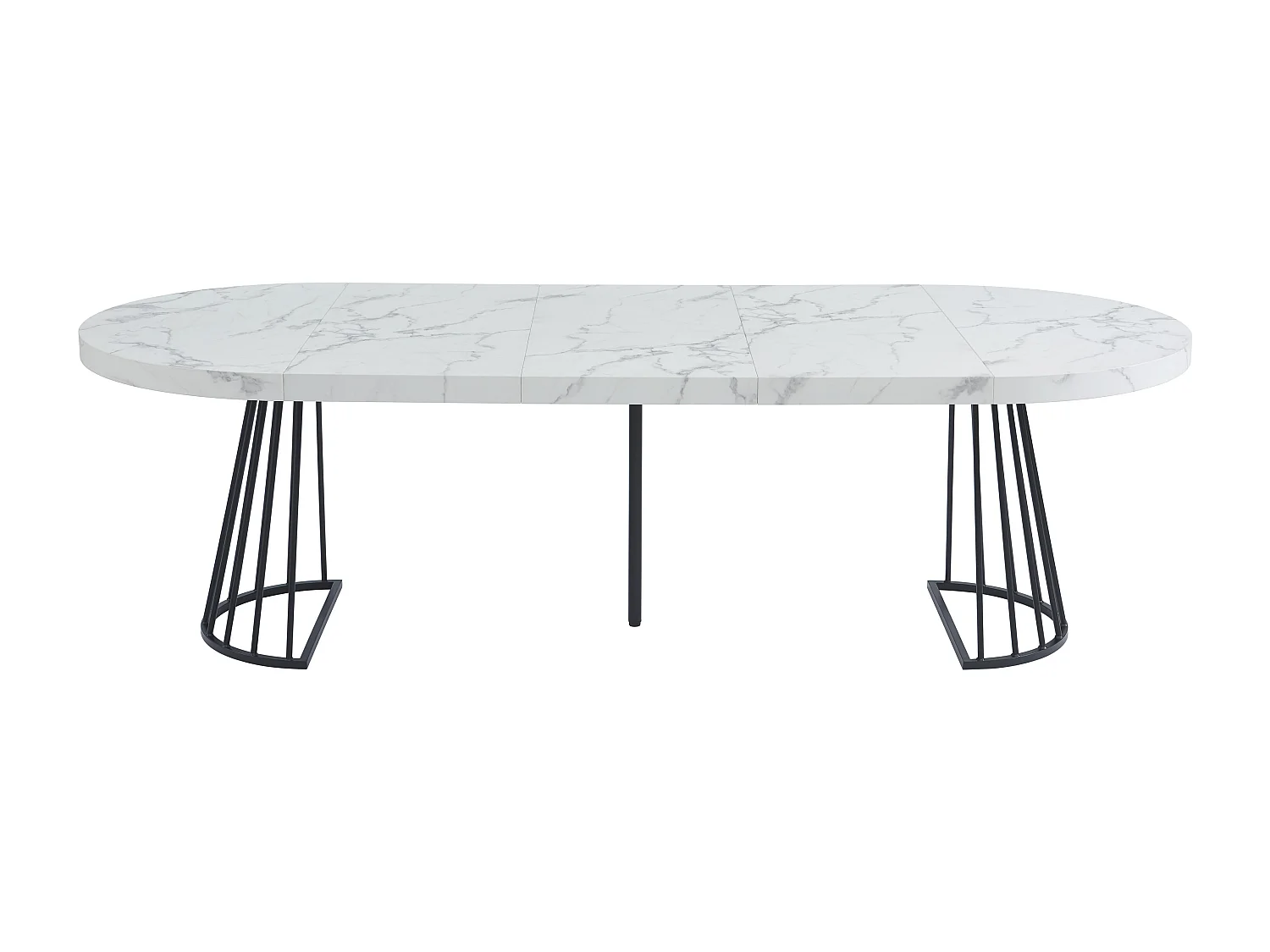 Matbord FIRELA + 4 stolar GULSUN - Vit och beige marmoreffekt