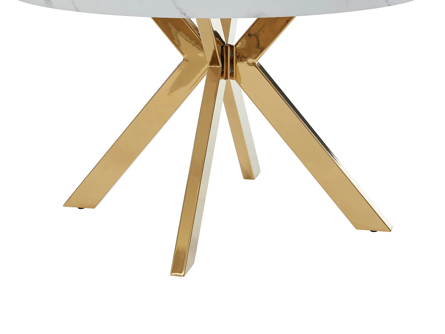 KOMONI bord + 4 GULSUN stole sæt - Hvid og beige marmoreffekt