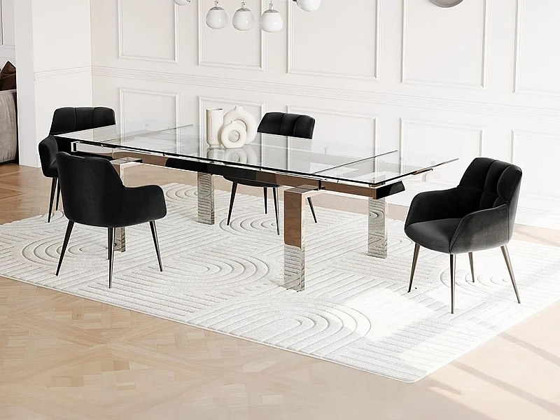 Ensemble table LUBANA + 4 chaises PEGA - Transparent et noir