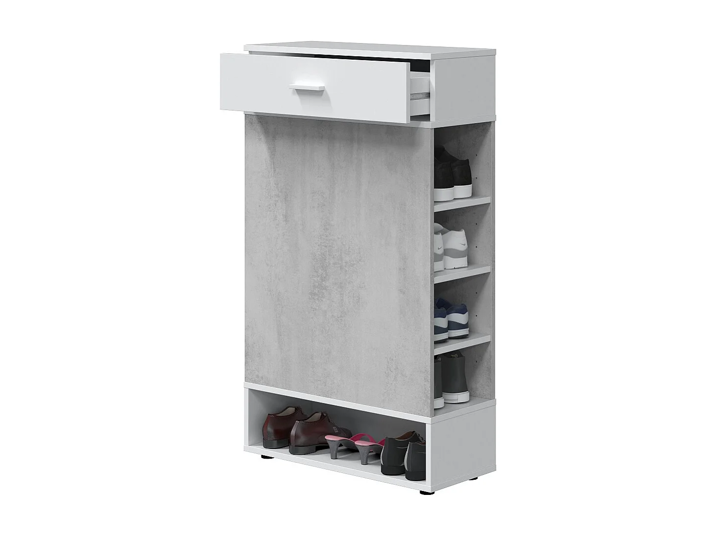 Mobile ingresso con scarpiera laterale e cassetto BIANCO + GRIGIO 67 X 28 X 119 cm 0L7812A