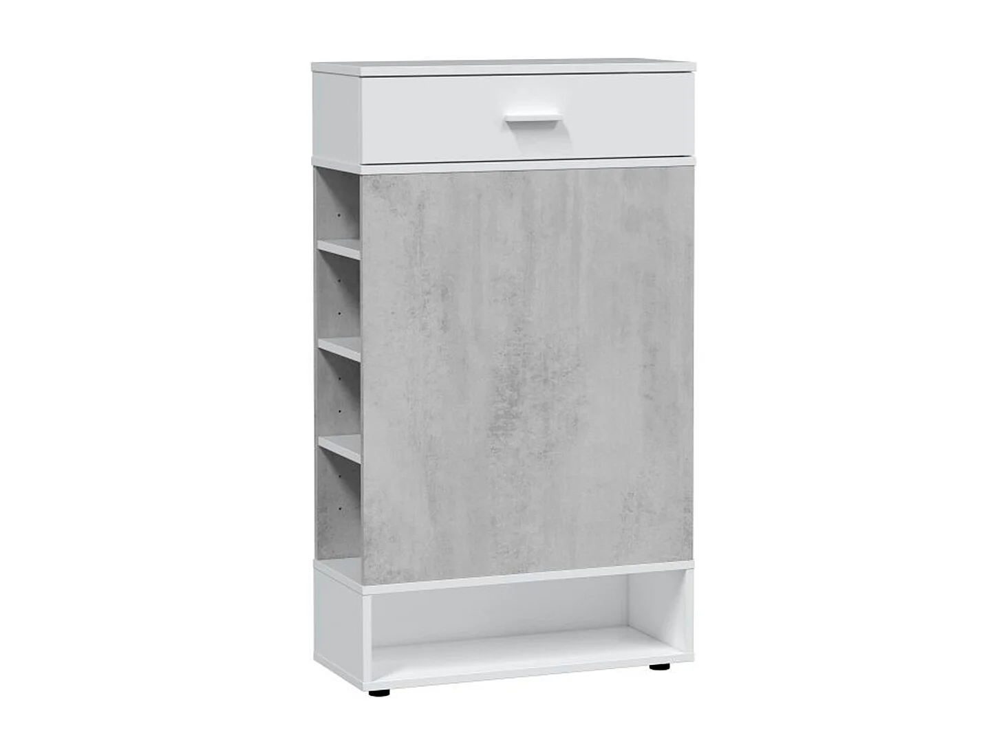 Mobile ingresso con scarpiera laterale e cassetto BIANCO + GRIGIO 67 X 28 X 119 cm 0L7812A