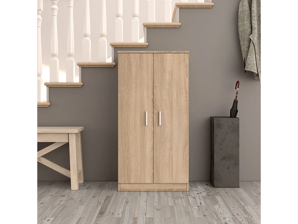 Armadio scarpiera multiuso armadietto mobile bagno casa garage 2 ante 7 ripiani - 007813F