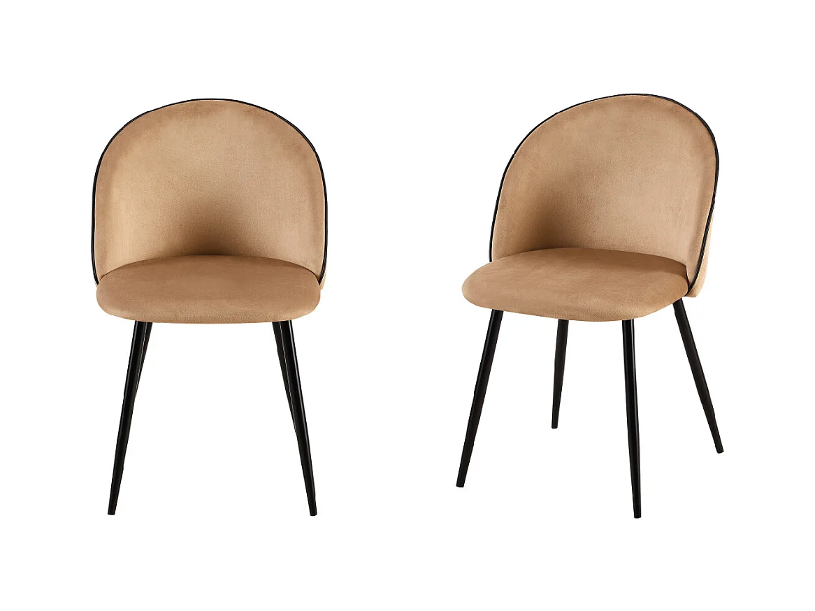 Sedia in velluto Cappuccino gambe in acciaio (2 pz) PALOMA