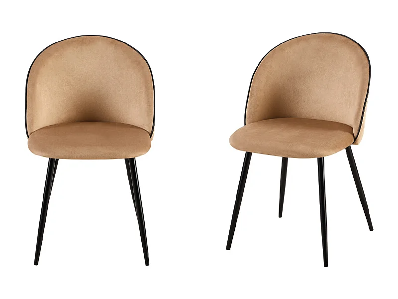 Sedia in velluto Cappuccino gambe in acciaio (2 pz) PALOMA