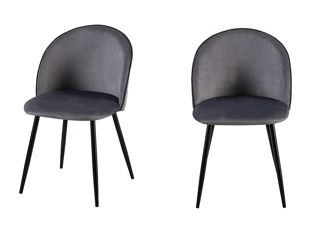 Sedia in velluto Grigio scuro gambe in acciaio (2 pz) PALOMA