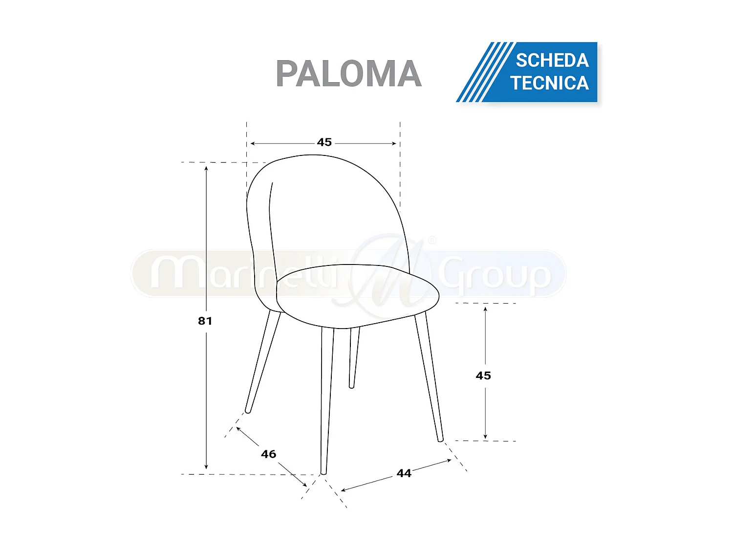 Sedia in velluto Grigio scuro gambe in acciaio (2 pz) PALOMA