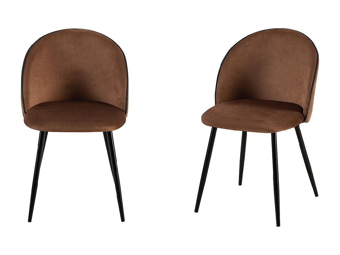 Sedia in velluto Marrone gambe in acciaio (2 pz) PALOMA