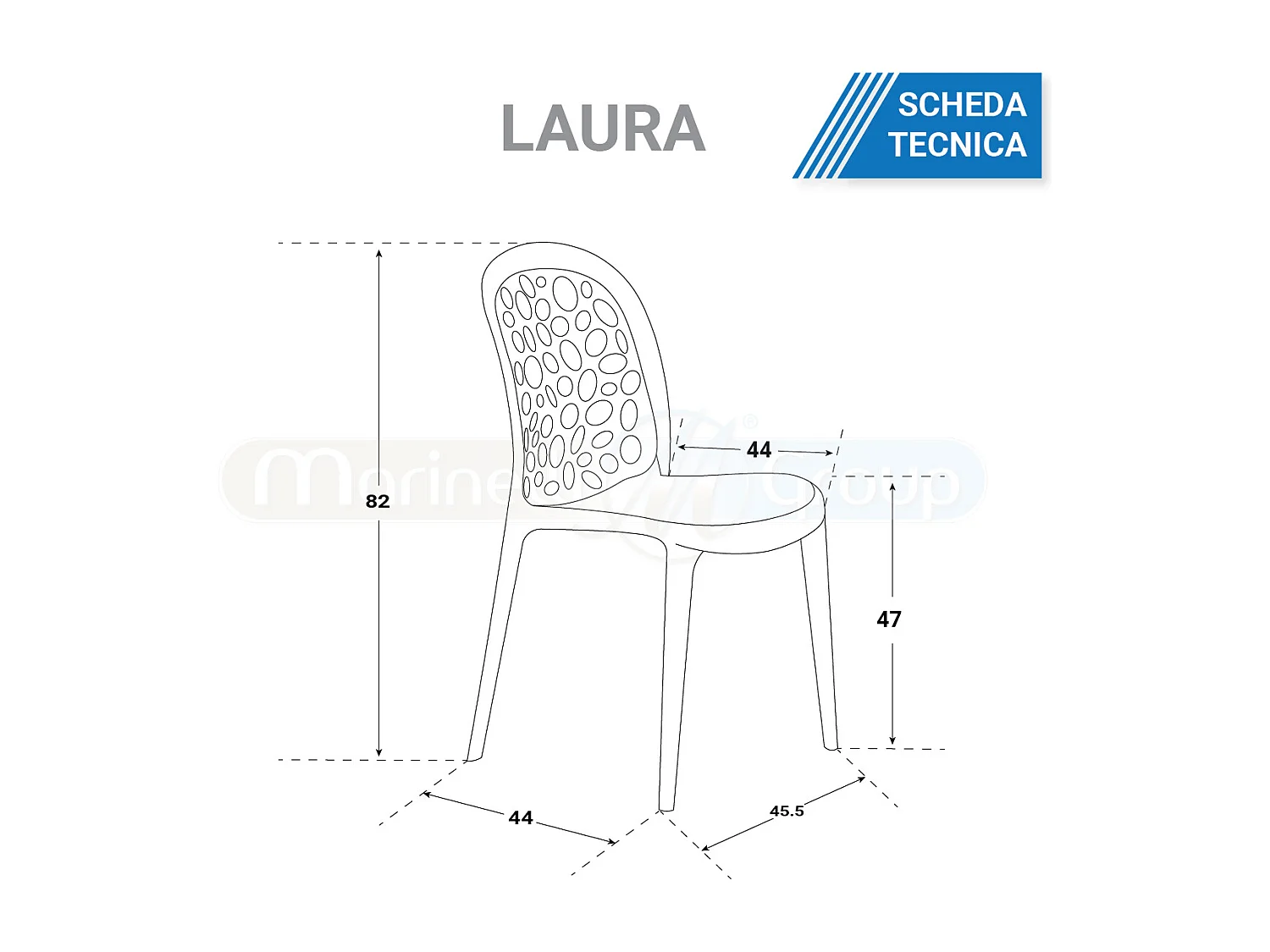 Sedia in polipropilene Petrolio (4 pz) LAURA
