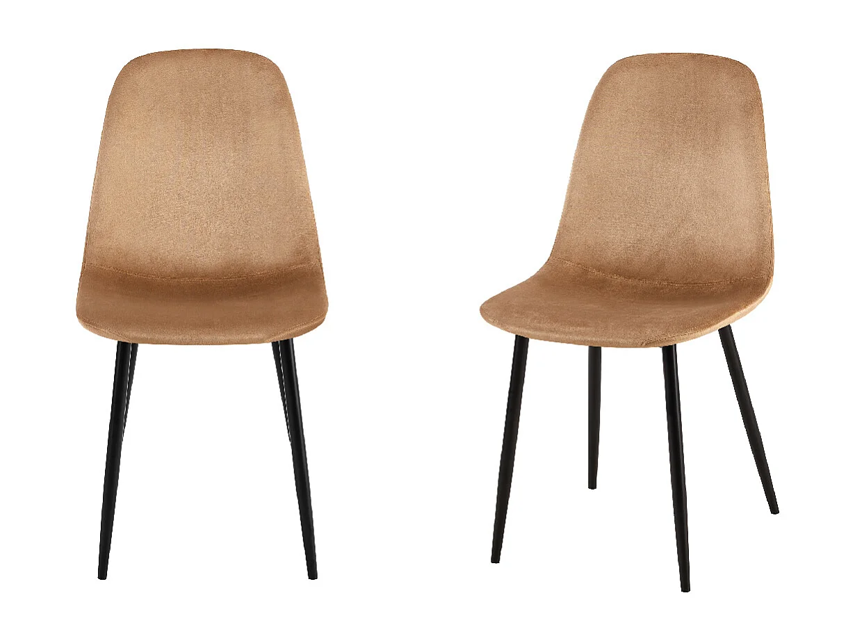 Sedia in velluto Cappuccino gambe in acciaio (4 pz) VILLA