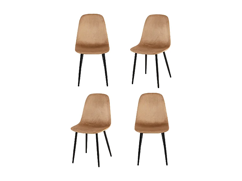 Sedia in velluto Cappuccino gambe in acciaio (4 pz) VILLA