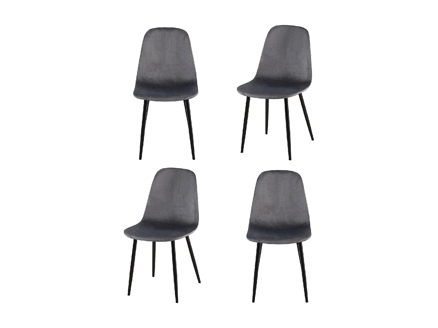 Sedia in velluto Grigio scuro gambe in acciaio (4 pz) VILLA