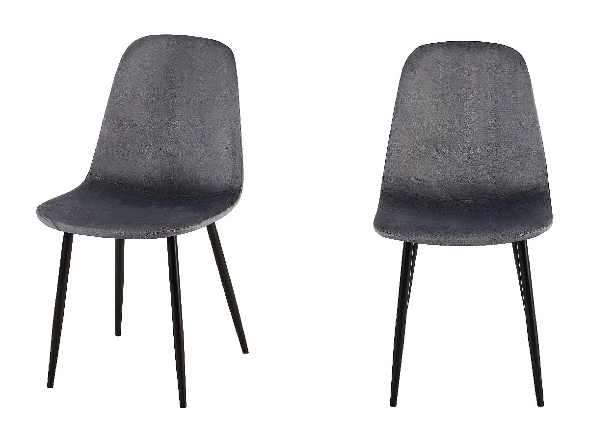 Sedia in velluto Grigio scuro gambe in acciaio (4 pz) VILLA