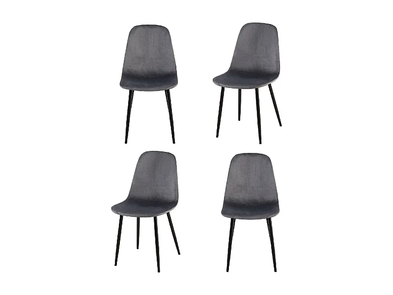 Sedia in velluto Grigio scuro gambe in acciaio (4 pz) VILLA