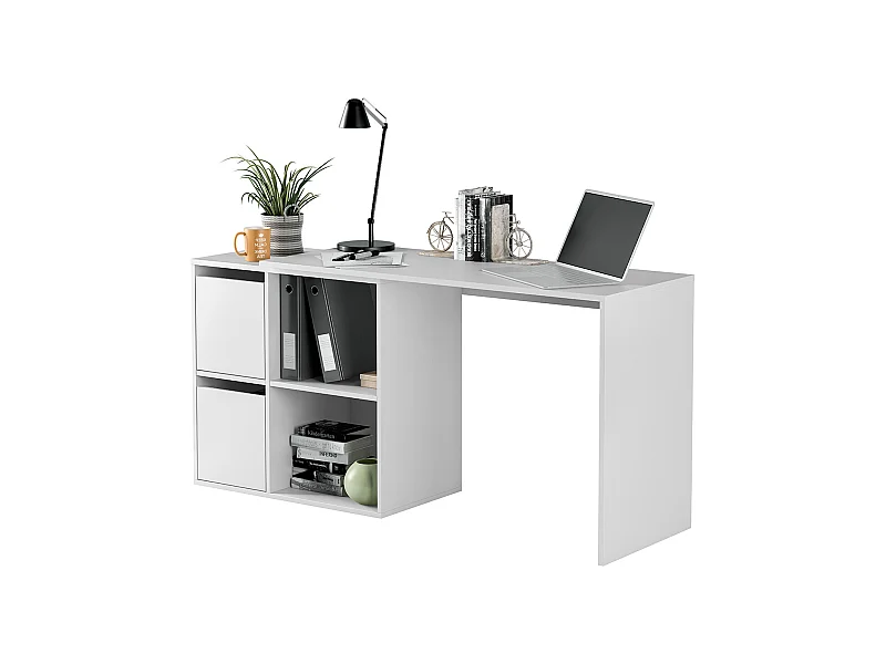 Scrivania pc ufficio mutiposizione angolare/dritta studio casa BIANCA computer gaming 120 X 77 X 74 cm - 008311A