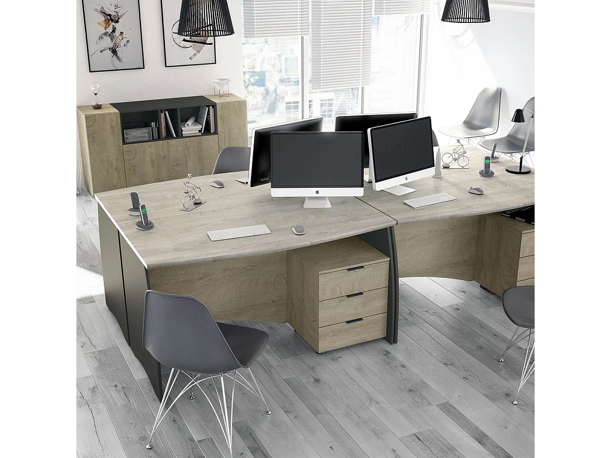 Scrivania pc ufficio studio casa cassettiera ROVERE+GRIGIO computer gaming 136 X 62 X 74 cm 0Z4625C