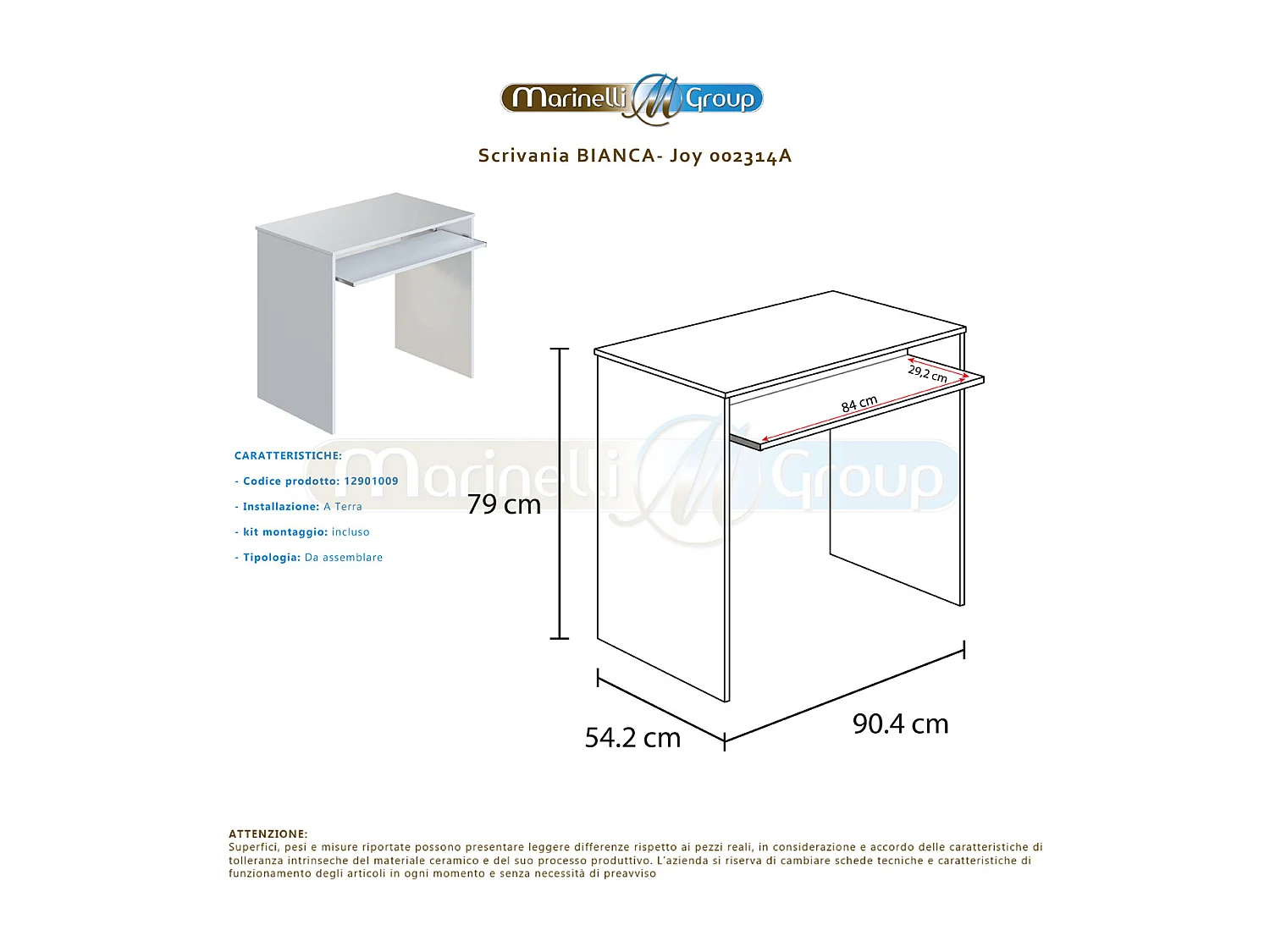 Scrivania pc ufficio studio casa cameretta giovani BIANCO computer gaming 90 X 54 X 79 cm - 002314A
