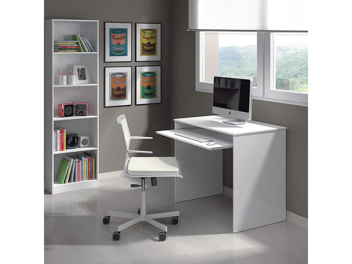 Scrivania pc ufficio studio casa cameretta giovani BIANCO computer gaming 90 X 54 X 79 cm - 002314A