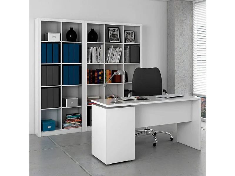 Scrivania pc ufficio studio casa cassettiera BIANCA computer gaming 138 X 60 X 74 cm - 004605A