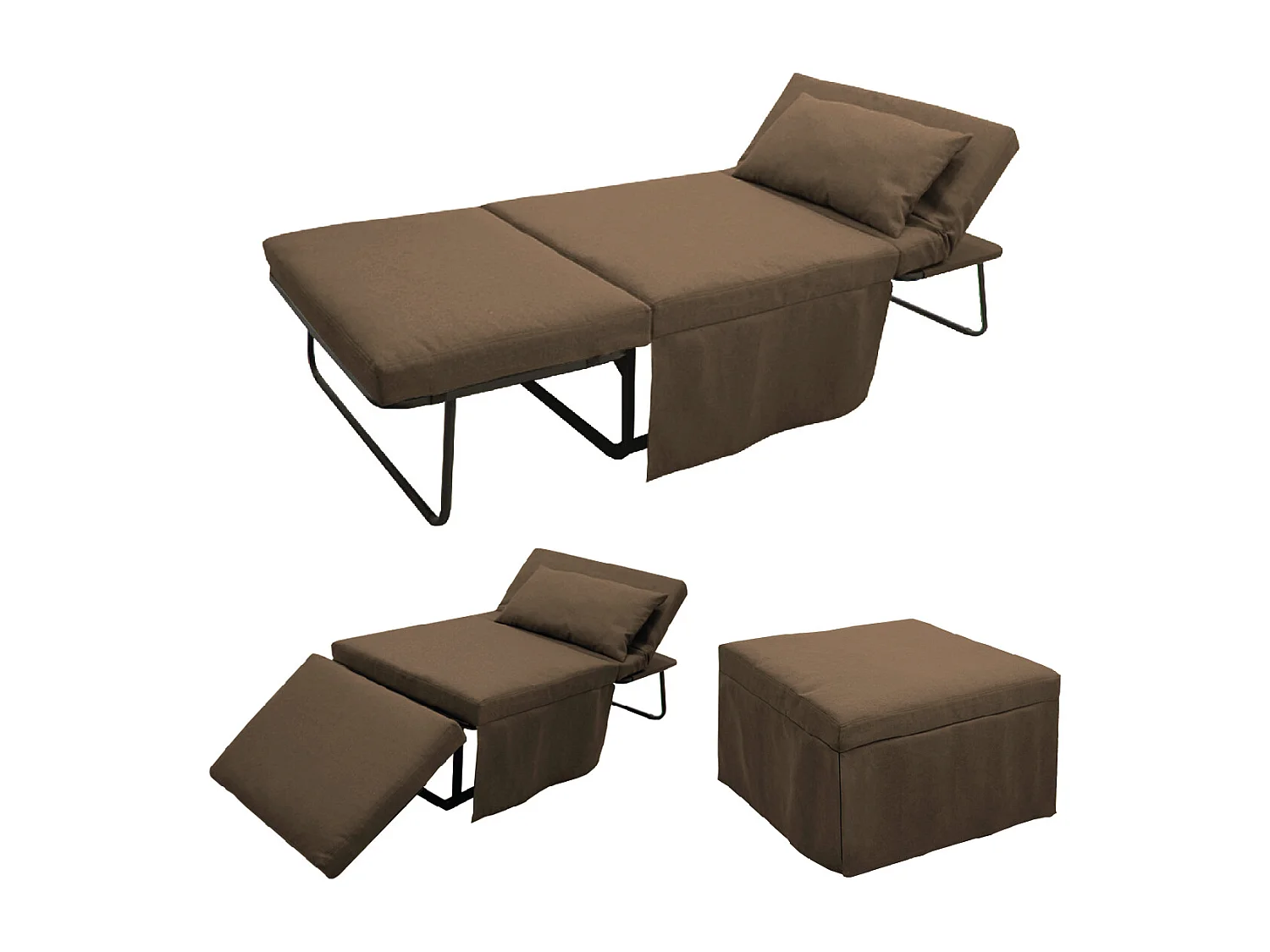 Pouf lettino pieghevole 75X75X43 cm  Marrone  - Beny