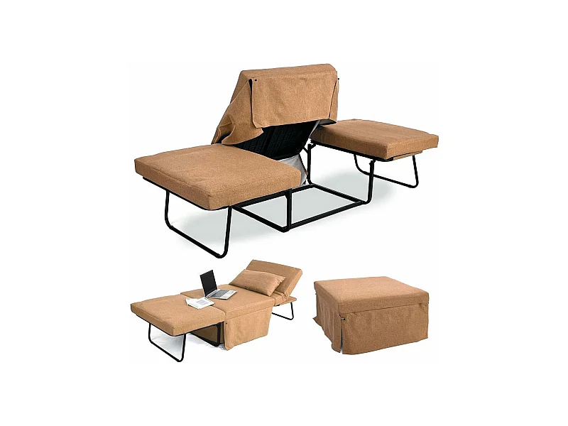 Pouf lettino pieghevole 75X75X43 cm  Arancione - Beny