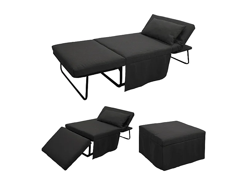 Pouf lettino pieghevole 75X75X43 cm  Nero - Beny