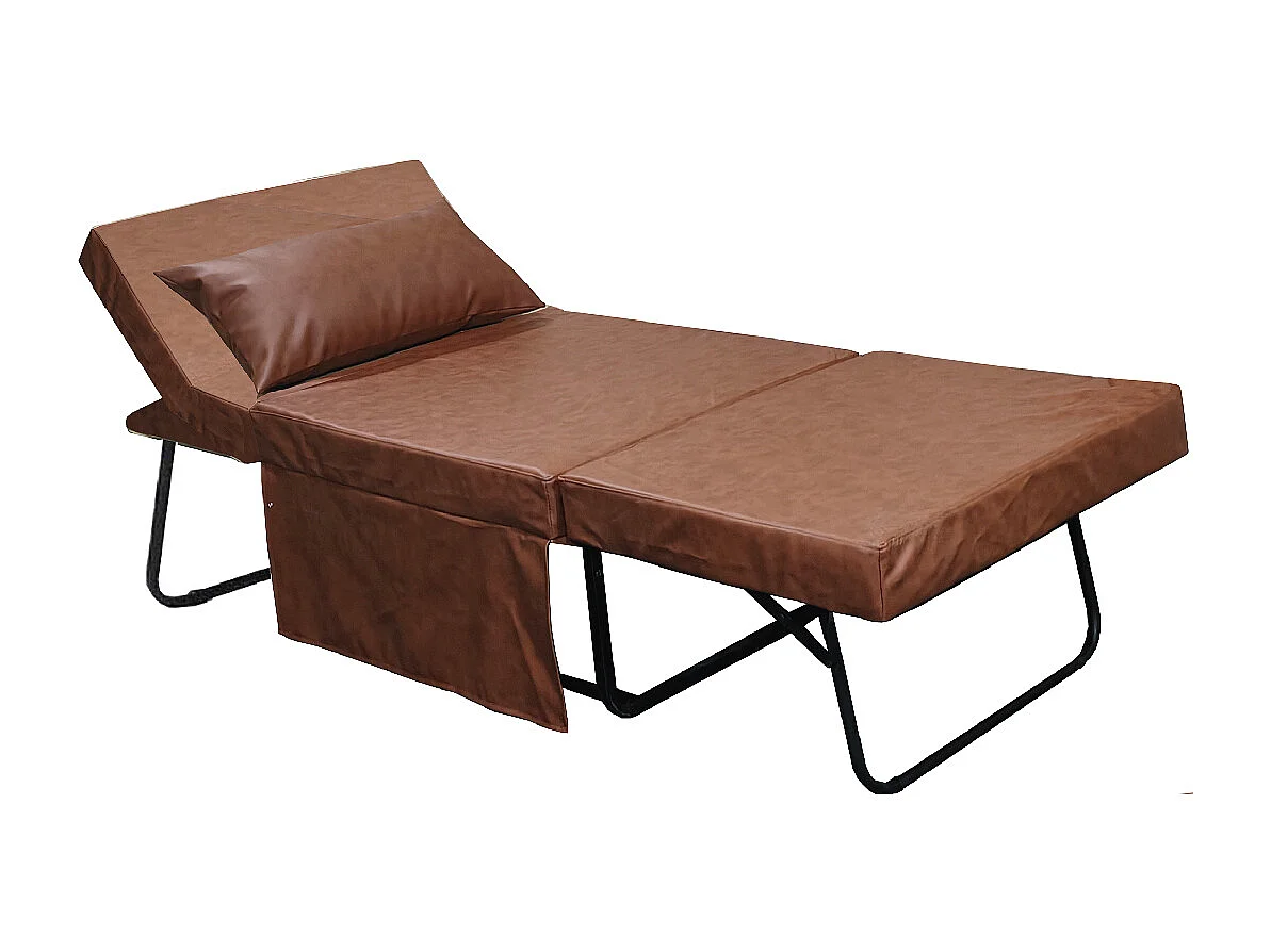 Pouf lettino pieghevole 75X75X43 cm ecopelle marrone - Beny