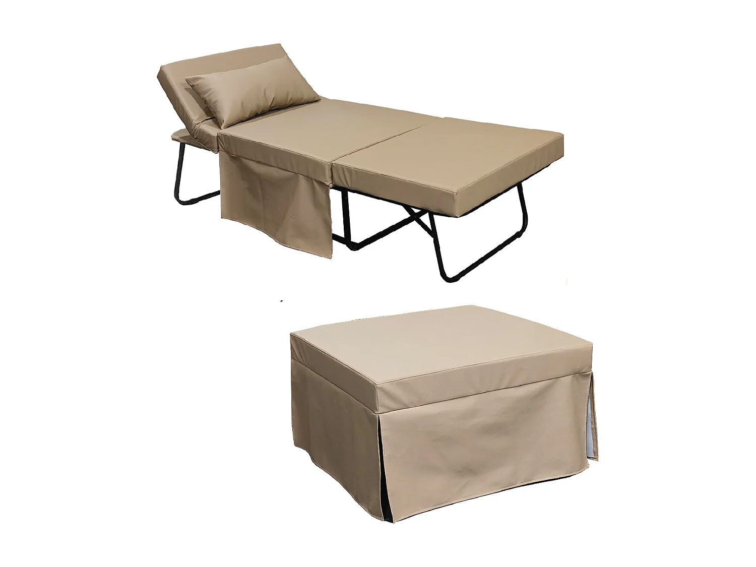 Pouf lettino pieghevole 75X75X43 cm ecopelle Beige - Beny