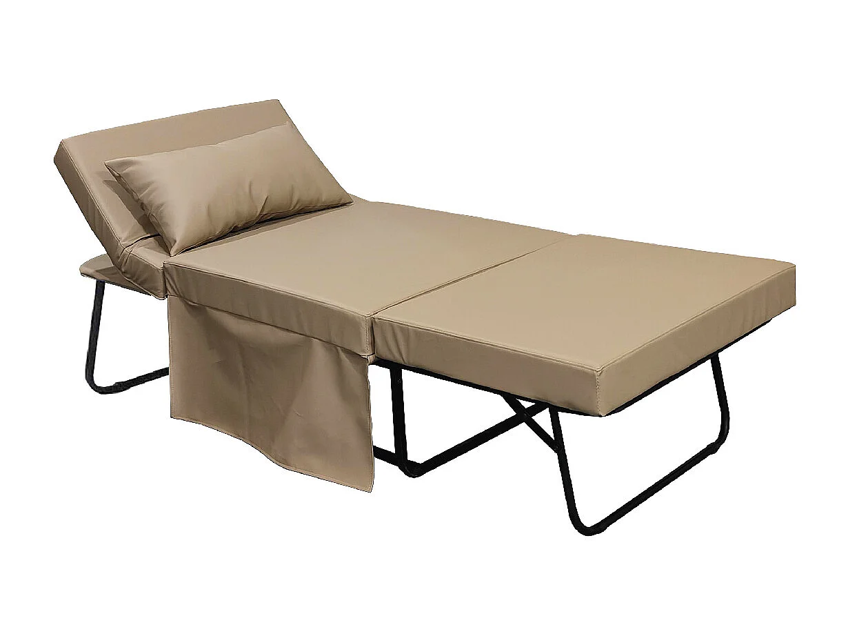 Pouf lettino pieghevole 75X75X43 cm ecopelle Beige - Beny