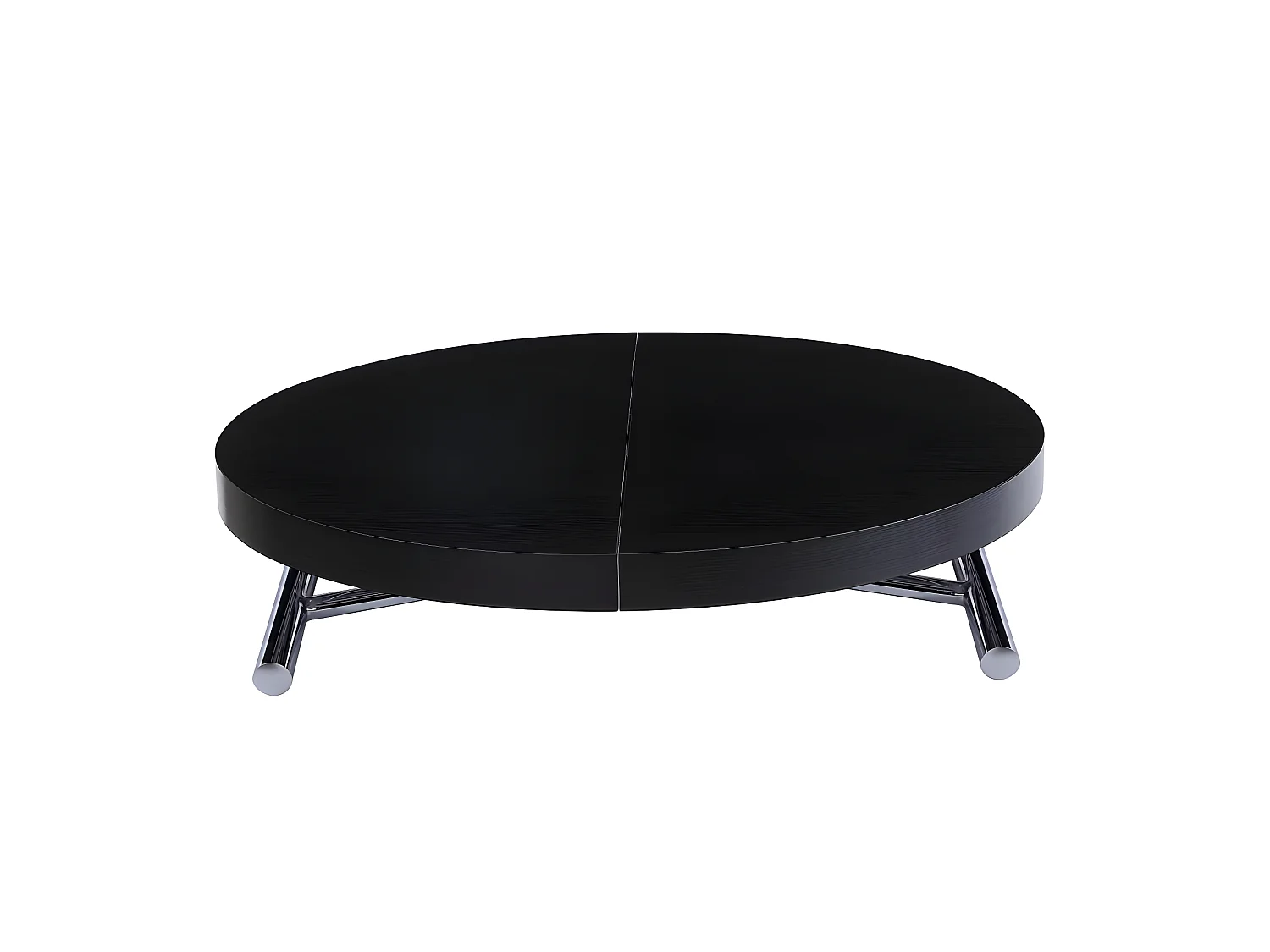 Table basse ronde relevable et extensible SATURNA  Bois Noir diamètre 105 x 105/135 cm