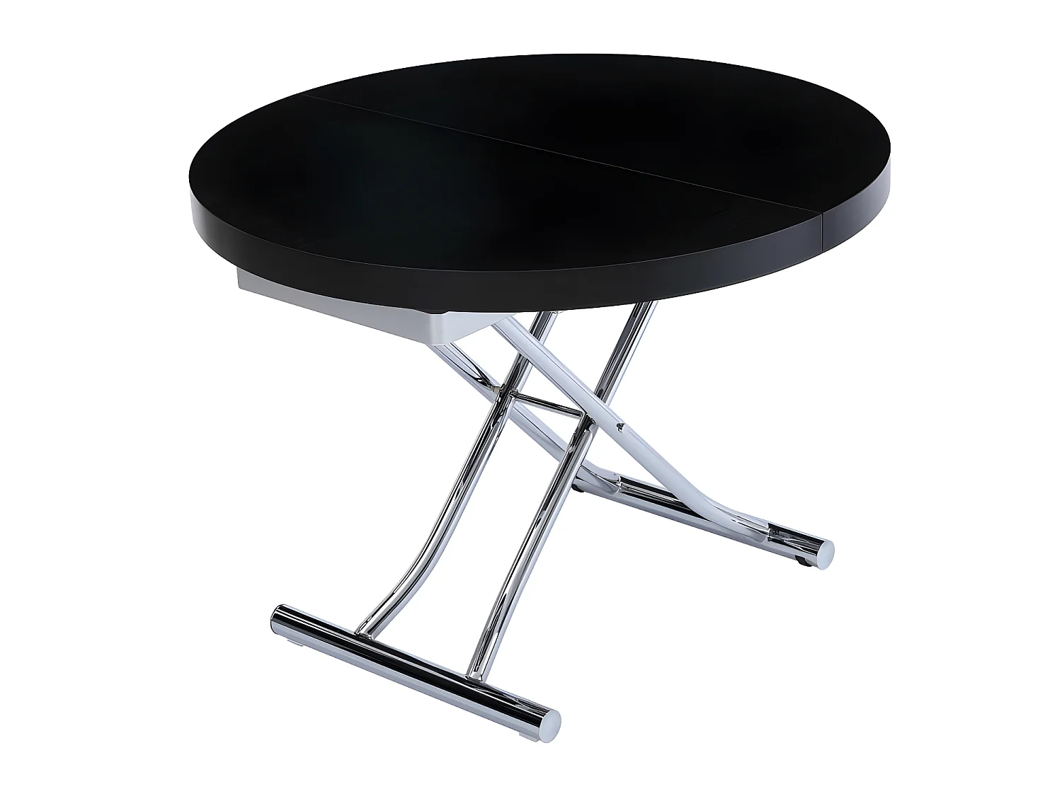 Table basse ronde relevable et extensible SATURNA  Bois Noir diamètre 105 x 105/135 cm