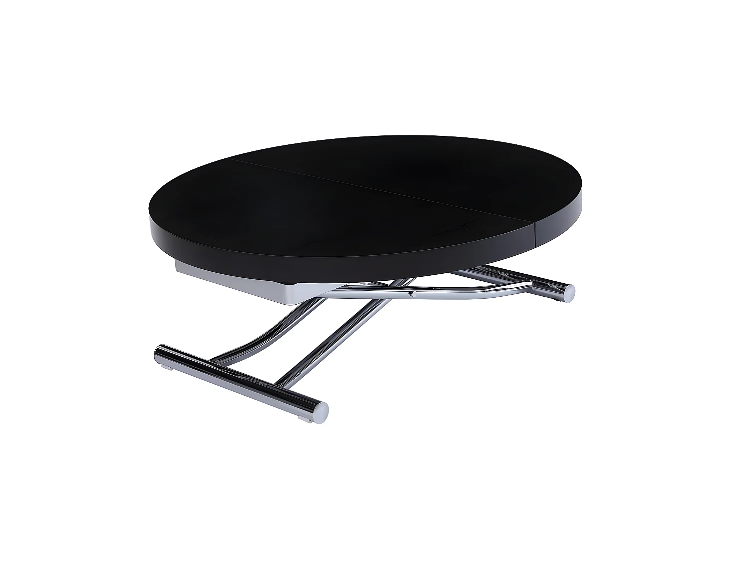 Table basse ronde relevable et extensible SATURNA  Bois Noir diamètre 105 x 105/135 cm